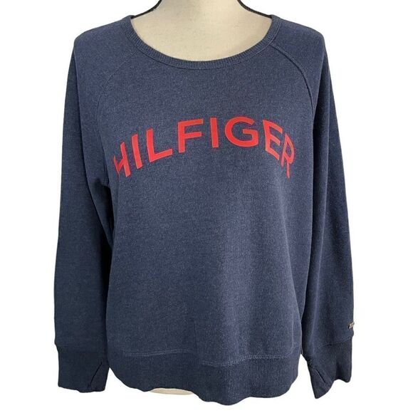 Tommy Hilfiger Sweaters - Tommy Hilfiger Women’s Medium Blue Long Sleeve Pullover Sweater Spell Out